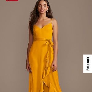 Spaghetti Strap Crepe Ruffle Bridesmaid Dress